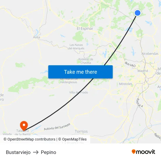 Bustarviejo to Pepino map