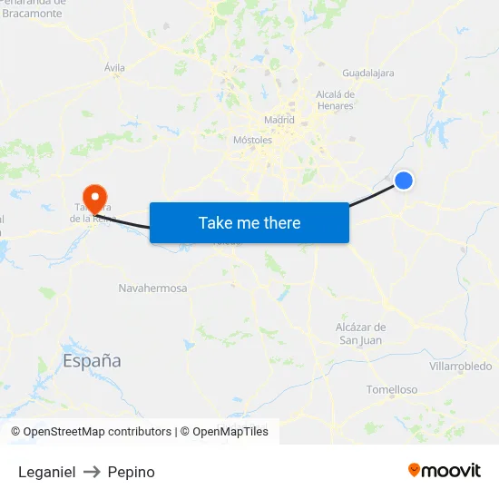 Leganiel to Pepino map