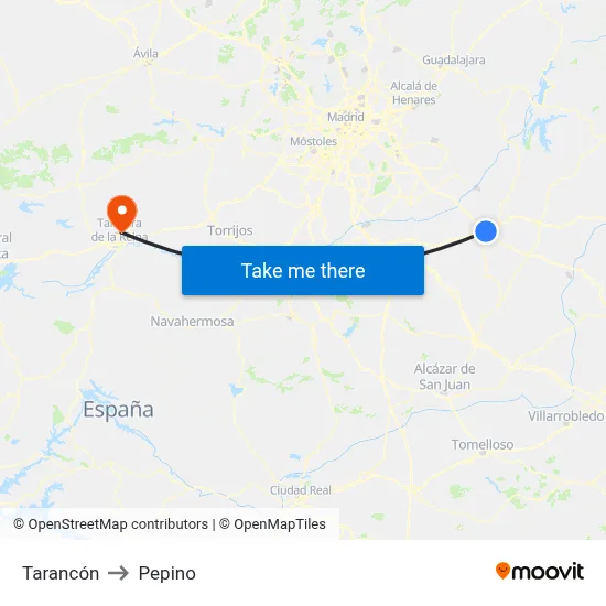 Tarancón to Pepino map