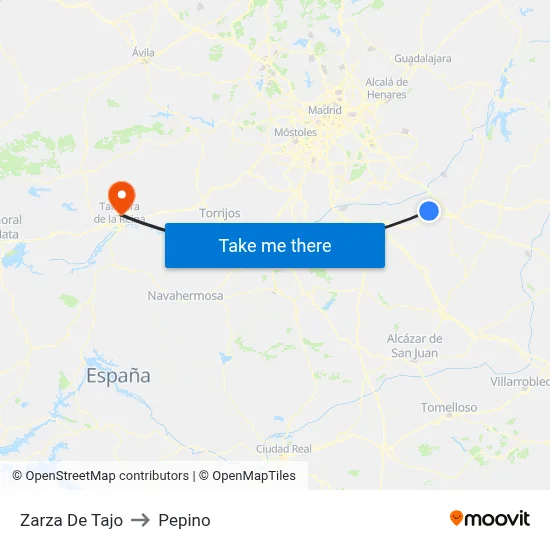 Zarza De Tajo to Pepino map