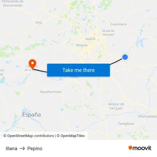 Illana to Pepino map