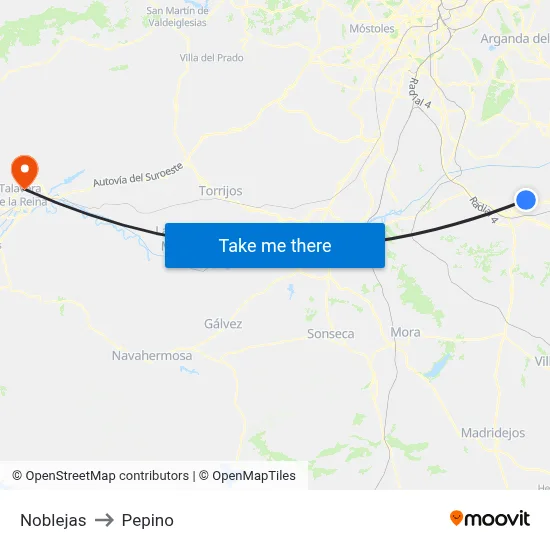 Noblejas to Pepino map