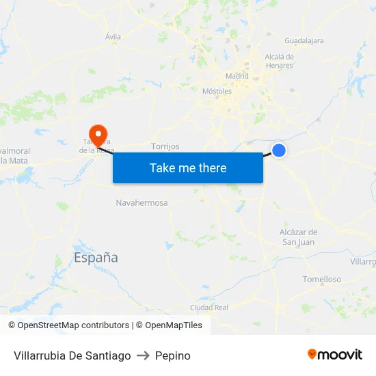 Villarrubia De Santiago to Pepino map