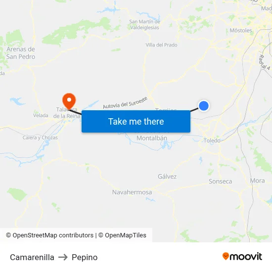 Camarenilla to Pepino map