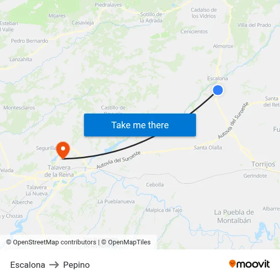 Escalona to Pepino map
