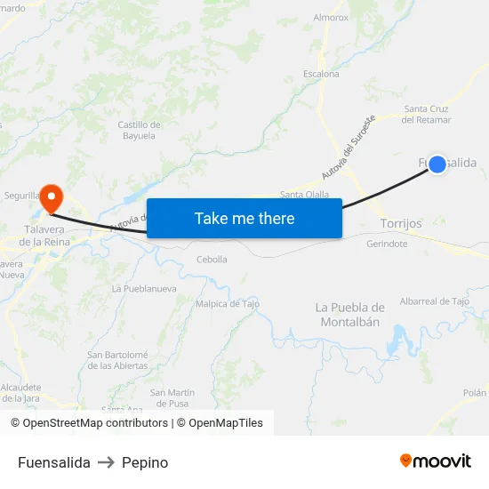 Fuensalida to Pepino map