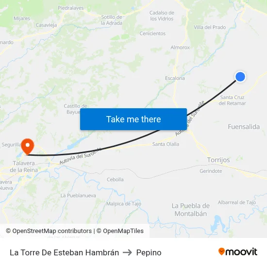 La Torre De Esteban Hambrán to Pepino map