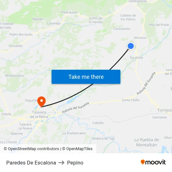 Paredes De Escalona to Pepino map