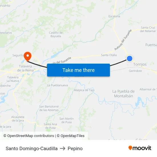 Santo Domingo-Caudilla to Pepino map