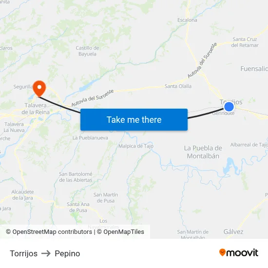 Torrijos to Pepino map