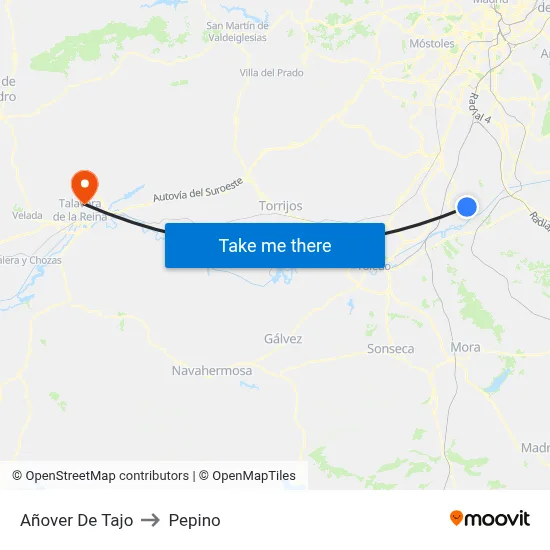 Añover De Tajo to Pepino map