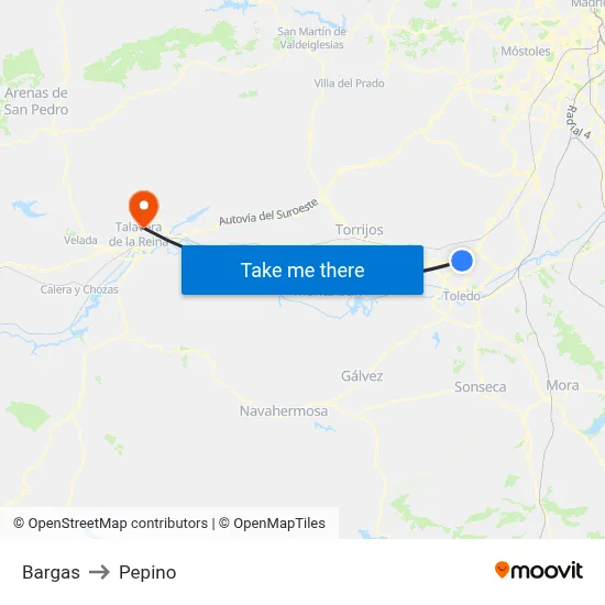 Bargas to Pepino map