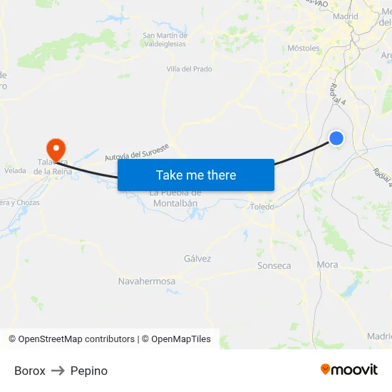 Borox to Pepino map