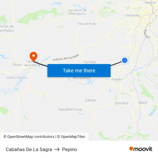 Cabañas De La Sagra to Pepino map