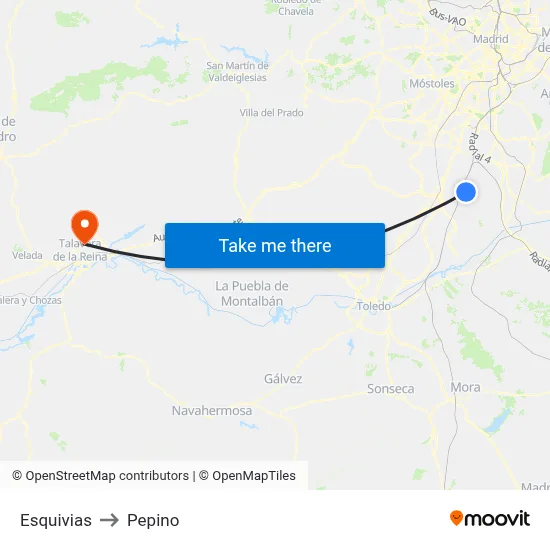 Esquivias to Pepino map