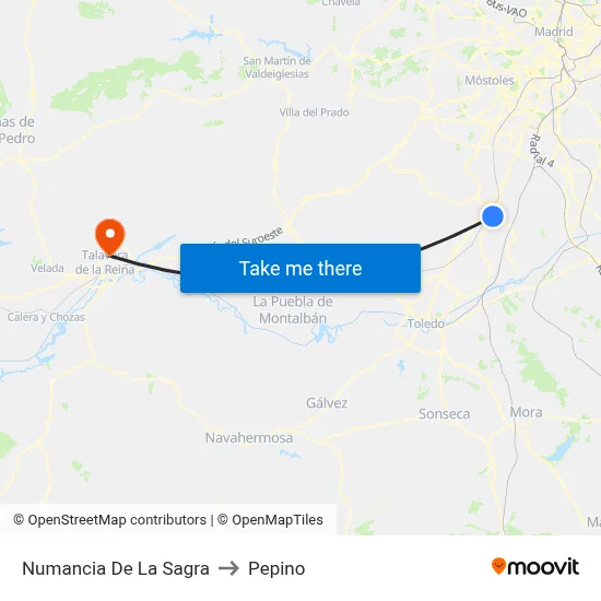 Numancia De La Sagra to Pepino map