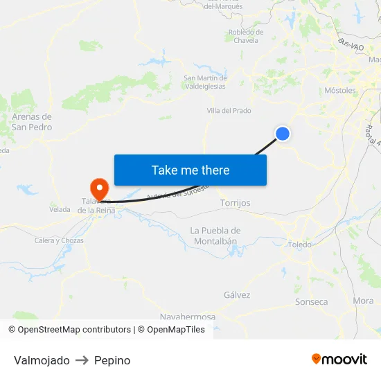 Valmojado to Pepino map