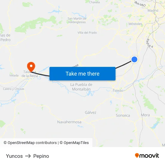 Yuncos to Pepino map
