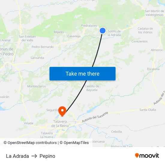 La Adrada to Pepino map