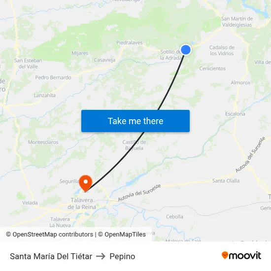 Santa María Del Tiétar to Pepino map