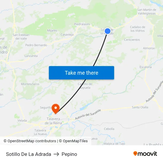 Sotillo De La Adrada to Pepino map
