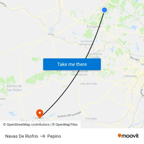 Navas De Riofrío to Pepino map