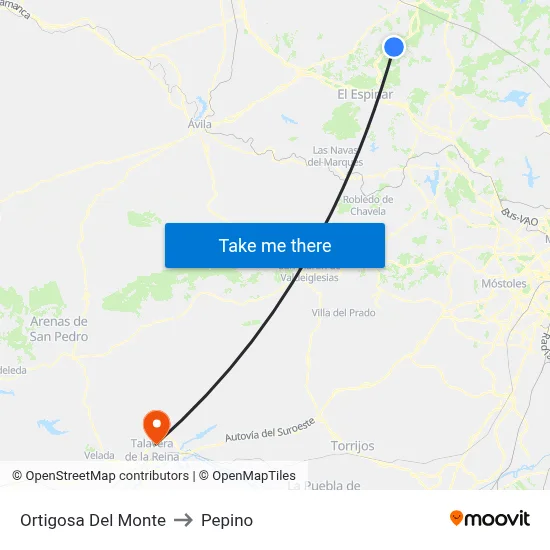 Ortigosa Del Monte to Pepino map