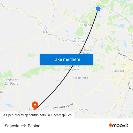 Segovia to Pepino map