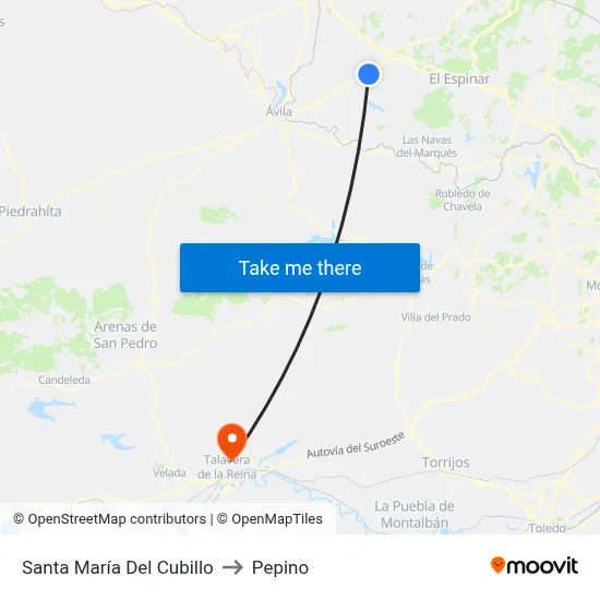 Santa María Del Cubillo to Pepino map