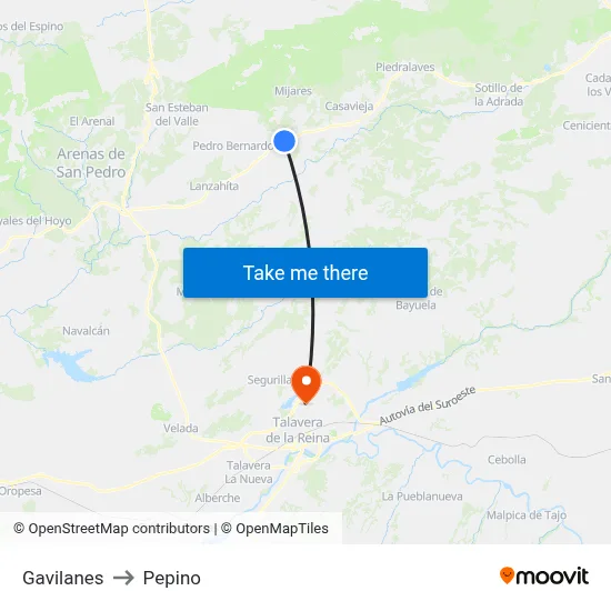 Gavilanes to Pepino map