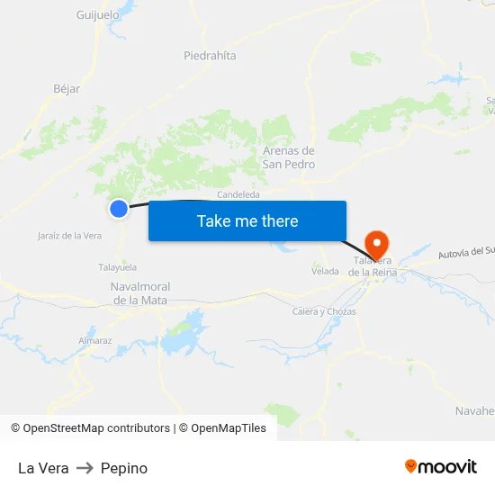 La Vera to Pepino map