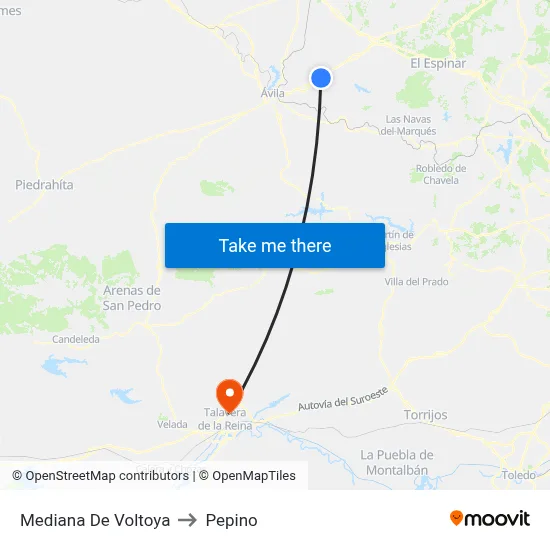 Mediana De Voltoya to Pepino map