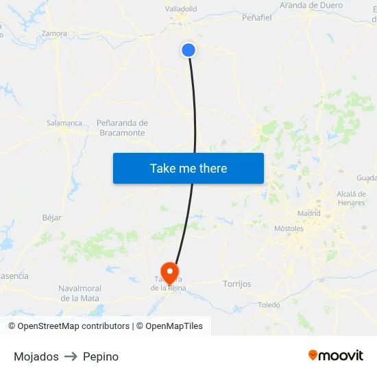 Mojados to Pepino map