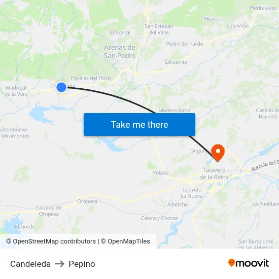 Candeleda to Pepino map