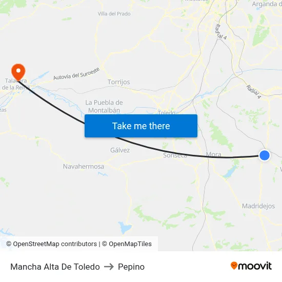 Mancha Alta De Toledo to Pepino map