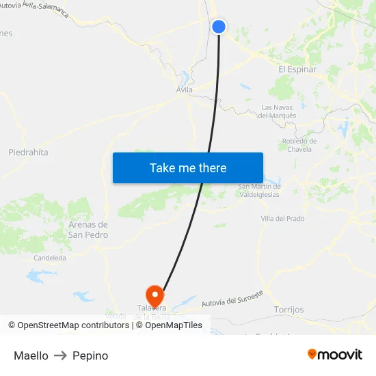 Maello to Pepino map