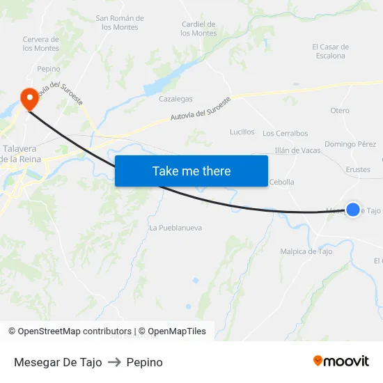 Mesegar De Tajo to Pepino map