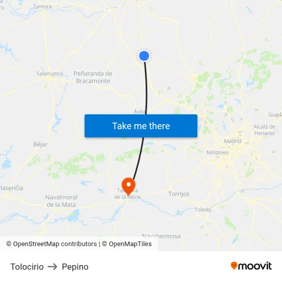 Tolocirio to Pepino map