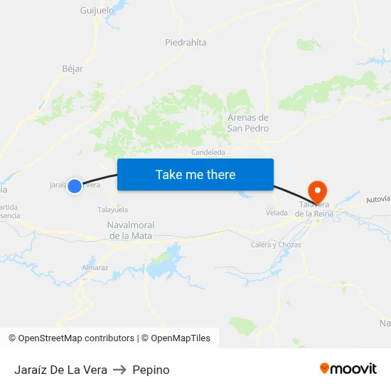Jaraíz De La Vera to Pepino map