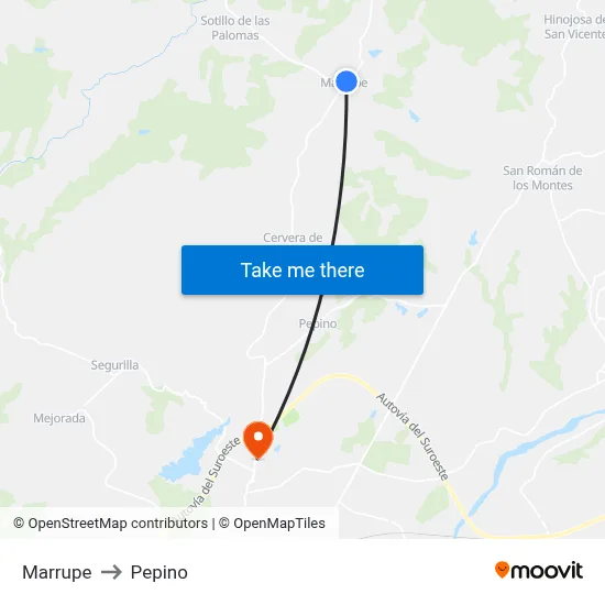 Marrupe to Pepino map