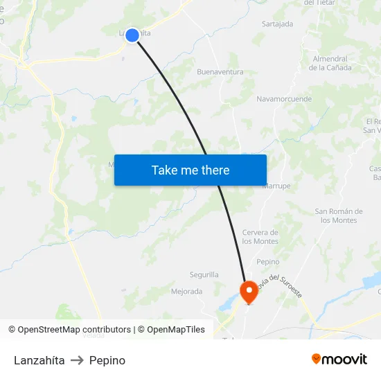 Lanzahíta to Pepino map