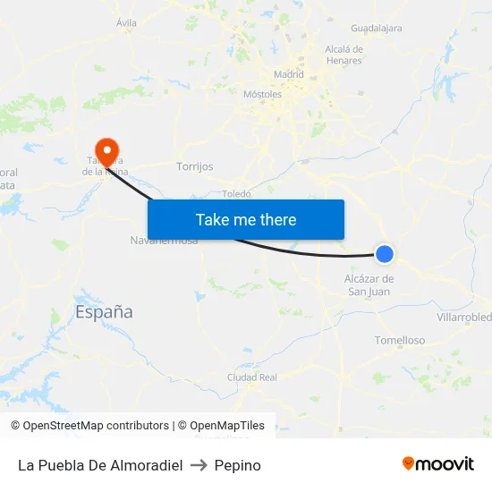 La Puebla De Almoradiel to Pepino map