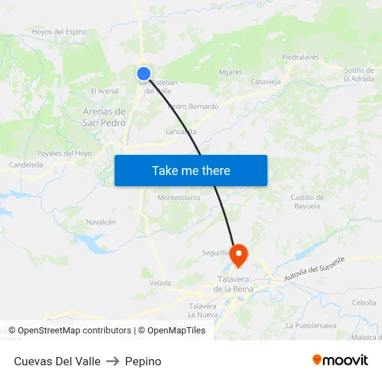 Cuevas Del Valle to Pepino map