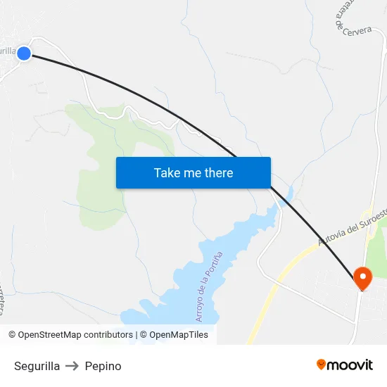 Segurilla to Pepino map