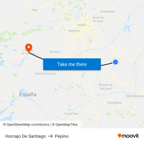 Horcajo De Santiago to Pepino map