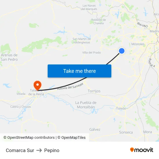 Comarca Sur to Pepino map