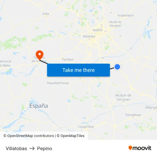 Villatobas to Pepino map