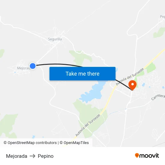 Mejorada to Pepino map