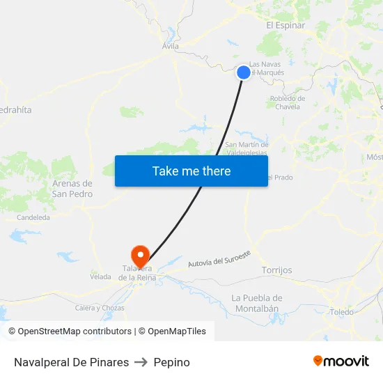 Navalperal De Pinares to Pepino map