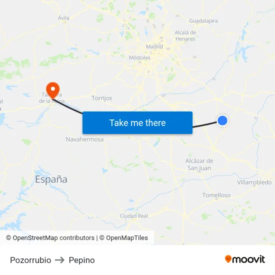 Pozorrubio to Pepino map